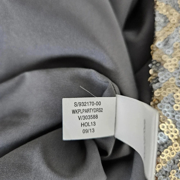 Banana Republic Sheath Holiday Mini Dress Gold Silver Sequin Sleeveless Zip - Picture 10 of 10